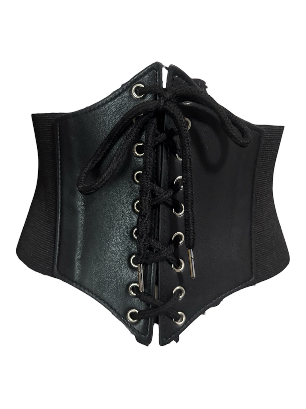 Black Lace-Up Wide Waist Corset Belt